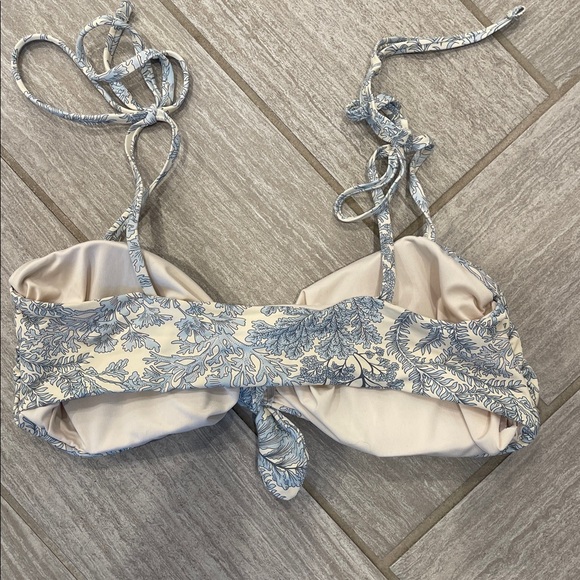 Envya Blue and Cream Leaf Print Bikini Set - Picture 3 of 5